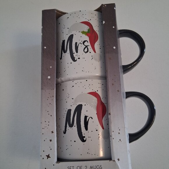 Frankie GREY Christmas Mugs Mr & Mrs Claus - Picture 1 of 6